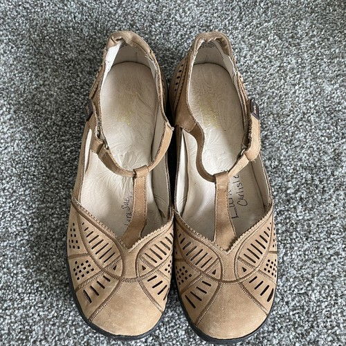 Jambu Bridget Mary Jane Flats Women's 9.5 M Tan Leather T Strap Comfort Shoe - Picture 3 of 9