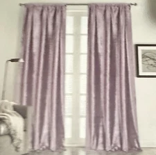 2 Rachel Zoe Curtain Panels Lavender Purple 38”x 84” Set Luxury VELVET Curtains