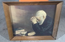 GRACE by Eric Enstrom 19x22 Old Man Praying Dinner Table FRAMED WALL ART PICTURE