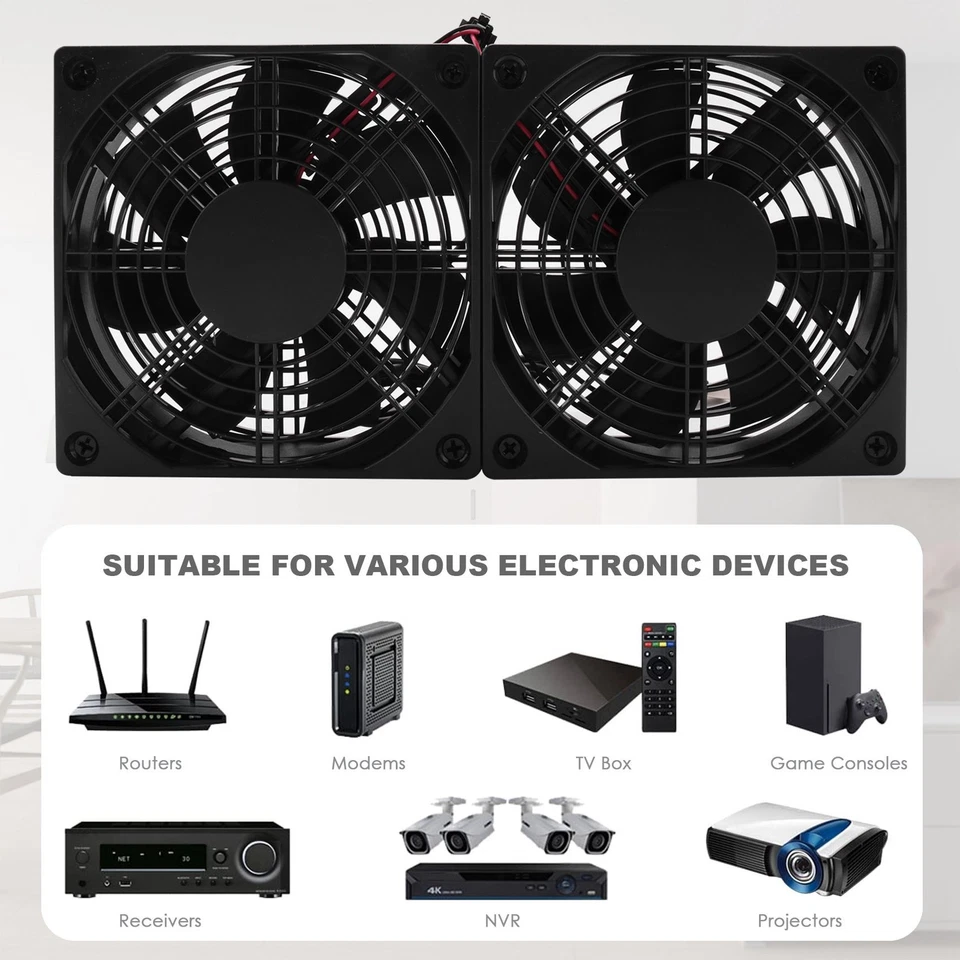 120Mm 5V USB Powered PC Router Dual Fans High Airflow Cooling Fan for2925 - Image 2 of 4
