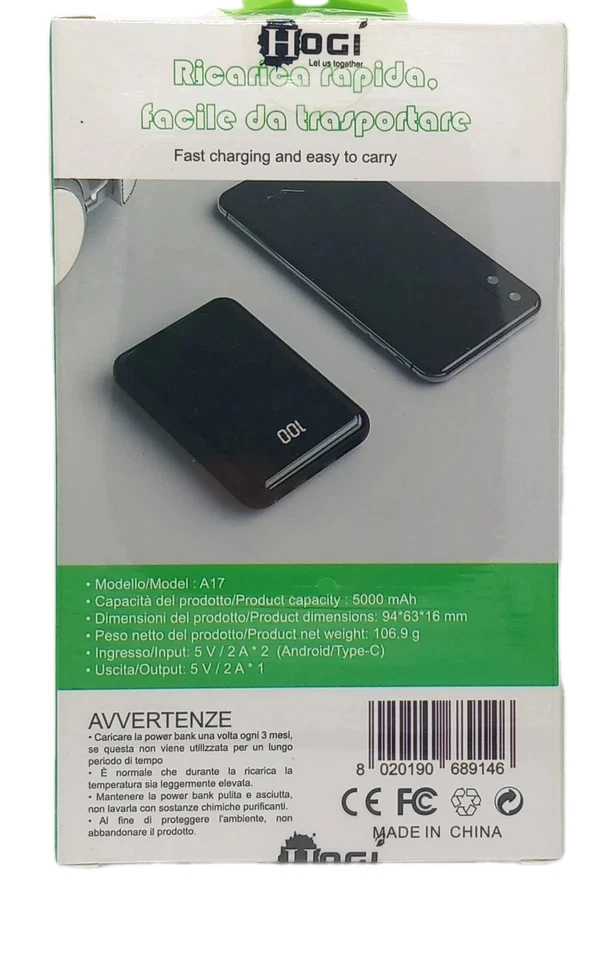 Power Bank 5000mAh LED USB – Caricabatterie Portatile iPhone Android - Immagine 2 di 3