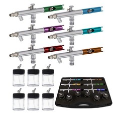 Master Airbrush S66-PRO 6-Piece Dual-Action Siphon Feed Small, White