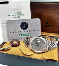 Rolex Datejust Diamond Dial 36mm Silver (16234) 1998 Box Papers Warranty