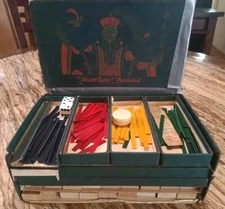 Ancient Game Of The Mandarins  Mah Jong Set Peroxloid Product W/Rule Book 1920's