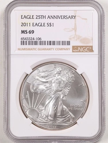 2011 1oz 25th Anniv. American Eagle MS69 NGC 6543324-106