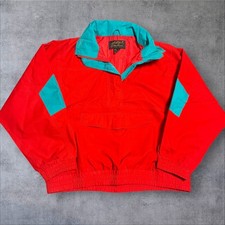 Eddie Bauer Jacket Womens Large Red Teal Gore-Tex Anorak Pullover Vintage 90s
