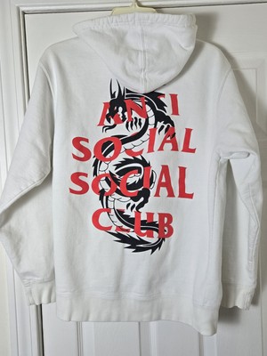 ASSC Anti Social Social Club Garden Grove Dragon Hoodie Small White Rare 