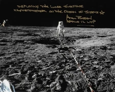 APOLLO 12 MOONWALKER ALAN BEAN SIGNED COLOR 8x10 PHOTO OF BEAN ON THE MOON