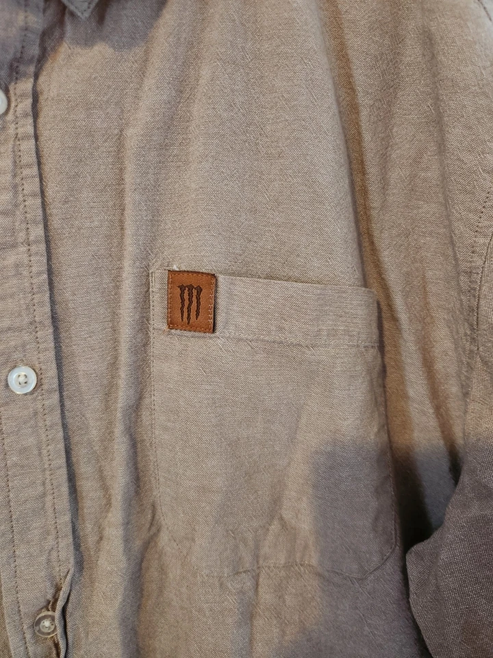 Рубашка мужская Java Monster с коротким рукавом на пуговицах XL коричневая узкая/спортивная - Изображение 2 из 4