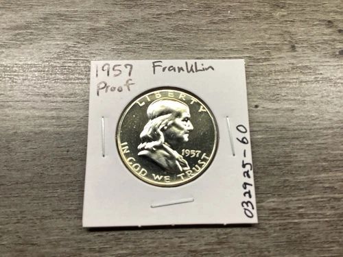1957 Franklin 90% Silver Proof Half Dollar with Mirror Finish 032925 60tc