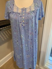 Secret Treasures nightgown large l gown poly blend knit blue floral flutter