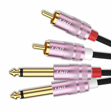RCA to 1/4 Inch Cable, Nylon Braided Audio Cable, Dual 1/4 Inch TS to Dual RCA S