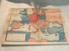 WW2 MAP  EUROPE 1939 Pittsburgh Post Gazette & 1P Swastika 1943 A Coin Lot