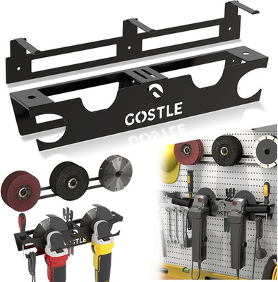 2 Bay Angle Grinder Holder with Discs Hook Rack, Grinders Power Tools Holder Sto