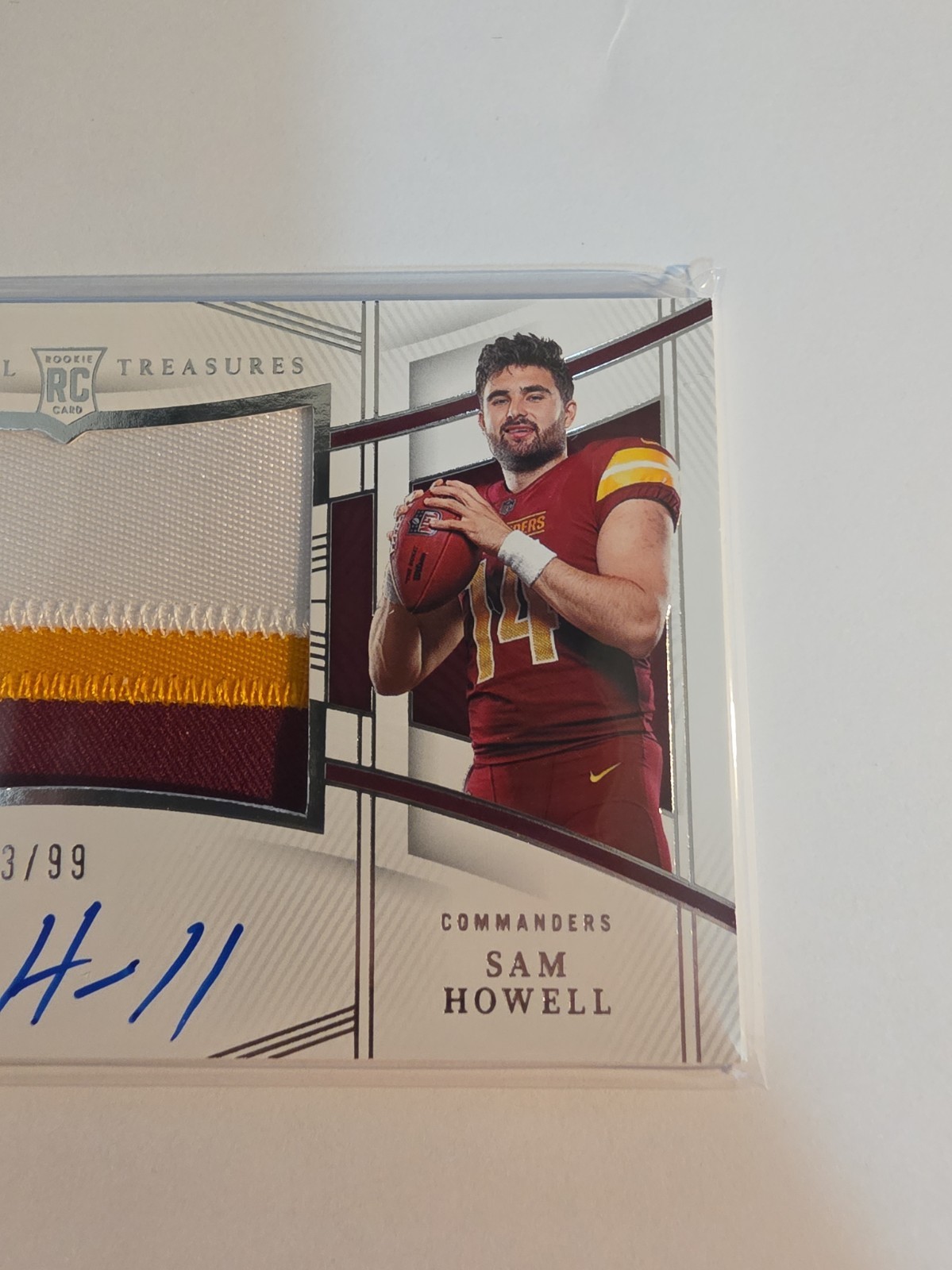 2022 National Treasures Sam Howell Rookie Material 3 Color RPA Auto /99 view 2
