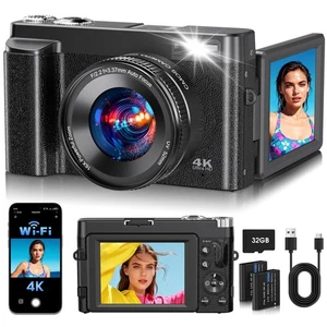 4K Digital Camera for Photography 2026 Latest WiFi 64MP Vlogging Camera for Y...