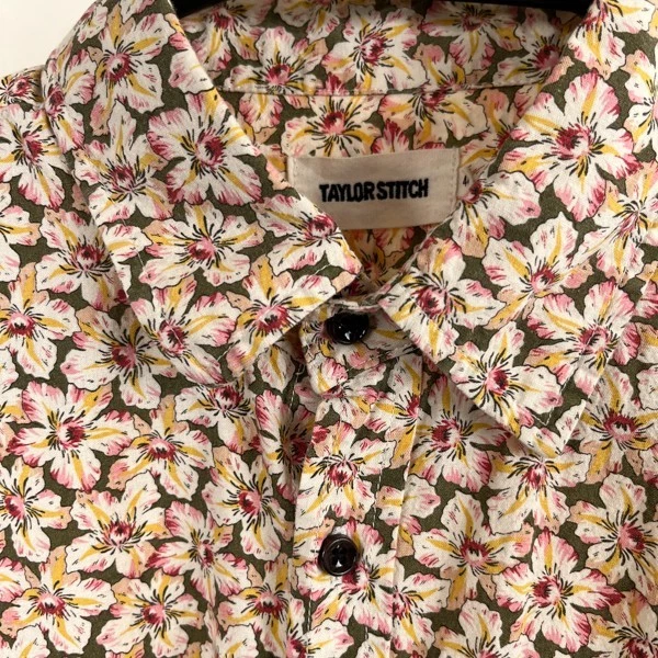 Taylor Stitch The California Short Sleeve Button Shirt Mens 44 Floral Linen
