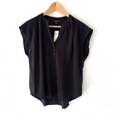 Banana Republic Factory Black V Neck Cap Sleeve Top Blouse Shirt S