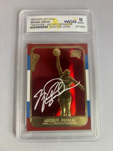 1998 Fleer 23kt Gold Michael Jordan 1986 Rookie Red Holo Refractor WCG 10 Gem MT