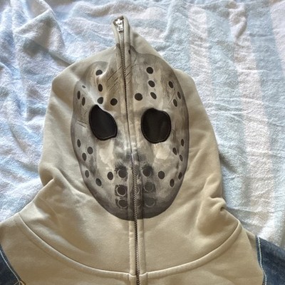 Eminem XL Full Zip Hooded Hoodie Beige/Blue Graphic Print Death of Slim Shady