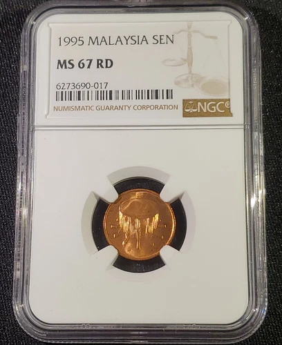 1995 Malaysia 1 Sen Copper Clad Steel Km #49 NGC MS 67 RD