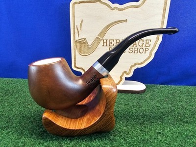 Dapper Bent Block Meerschaum-Lined 9mm Filter Pearwood Pipe, Unsmoked