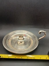 Silver-Plated Chamberstick Candle Holder.
