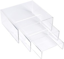 SimbaLux Acrylic Display Risers Clear Stand Set of 3 Small Low Profile