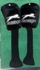 Vintage Set Of 2 Slazenger Plush Fairway Wood Golf Head Covers 3 & 7 Wood Black