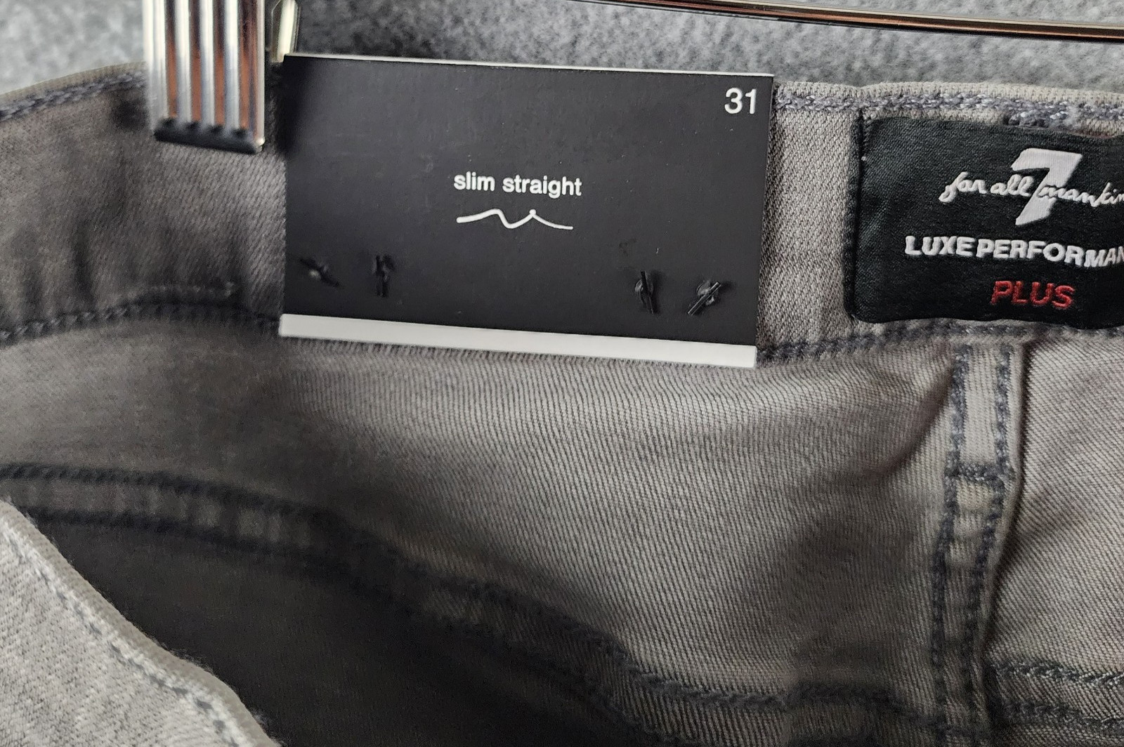 7 for All Mankind Slimmy Slim Straight Fit Jeans Mens 31 Gray Button Zip Closure