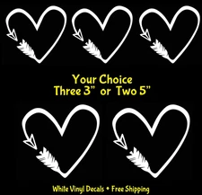 Heart Arrow Love White Vinyl Decals Car Windows Laptop Tumbler Tablet Mugs