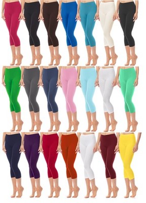 Antie Damen Freizeithose Leggings Elastischer Bund 3/4 Kurz Baumwolle XS-XXL