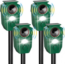 4 Pack Solar Powered Animal Repellent Outdoor, Deer Repellent Devices Ultrasonic