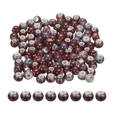100Pcs 6mm Round Ceramic Porcelain Beads, Glaze Change Red