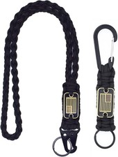 2 Pcs Heavy Duty Braided Paracord Lanyard 2 different size, Black