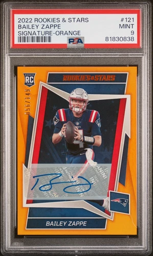 Bailey Zappe /149 Rc Auto PSA 9 Pop2 1 Higher Orange 2024 Rookies & Stars Browns - Picture 4 of 5