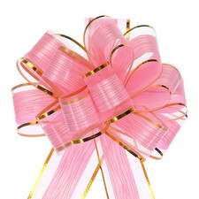 5pcs 7 Inch Large Pull Bow Gift Wrapping Bows Ribbon Organza Bows Pink