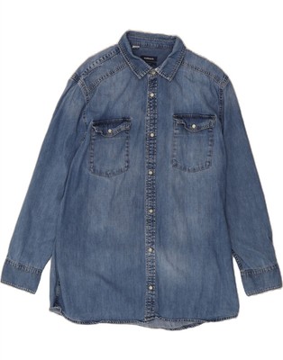 WALBUSCH Herren Jeanshemd Regular Fit Größe 45/46 XL Blau Baumwolle AZ04