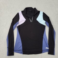 Fila Sport 1/4 Zip Pullover Shirt Womens Medium Purple Colorblock Performance