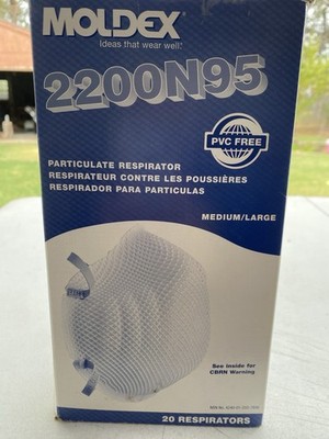 NEW Moldex 2200N95 Particulate Respirator Box of 20 Masks M/L