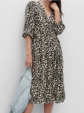 Banana Republic Factory Puff Sleeve Animal Print Midi Dress PS NWT