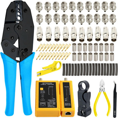 Coaxial Cable Tool Kit - BNC Crimp Tool for RG58, RG59, RG62, RG174, 20PCS BNC M