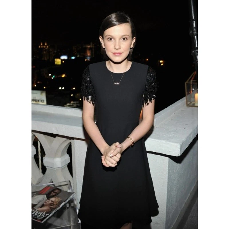 Abito Kate Spade nero con frange e paillettes swing taglia 6 lunghezza ginocchio