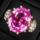 Glitzy Vivid Pink Sapphire 22.70Ct 925 Sterling Silver Rose Gold Rings Size 6.75