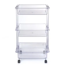 Mainstays 3 Tier Plastic Clear Utility Storage Cart, Adult Size
