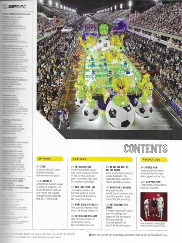 ESPN Soccer Magazine World Cup Guide Tim Howard Jozy Altidore Clint Dempsey 2014 - Picture 2 of 12