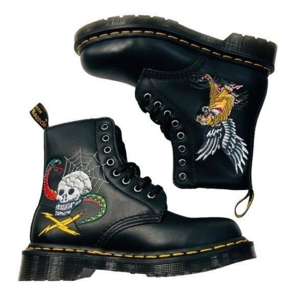 DR. MARTENS 1460 Souvenir Embroidered Leather Boot Winged Tiger