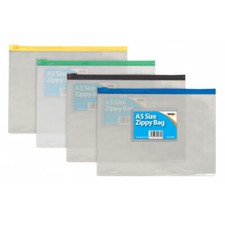 Pack of 12 Tiger A5 Clear Zippy Bag - Strong Clear File Storage Document Folders