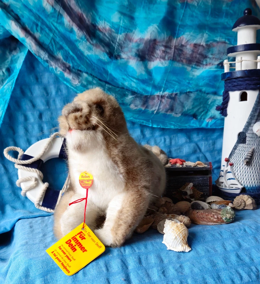 Steiff ROBBY Seehund 1175/14 Nerzimit./Webp./formgesch./abwaschb./14 cm/KFS-NEU - Bild 4 von 4