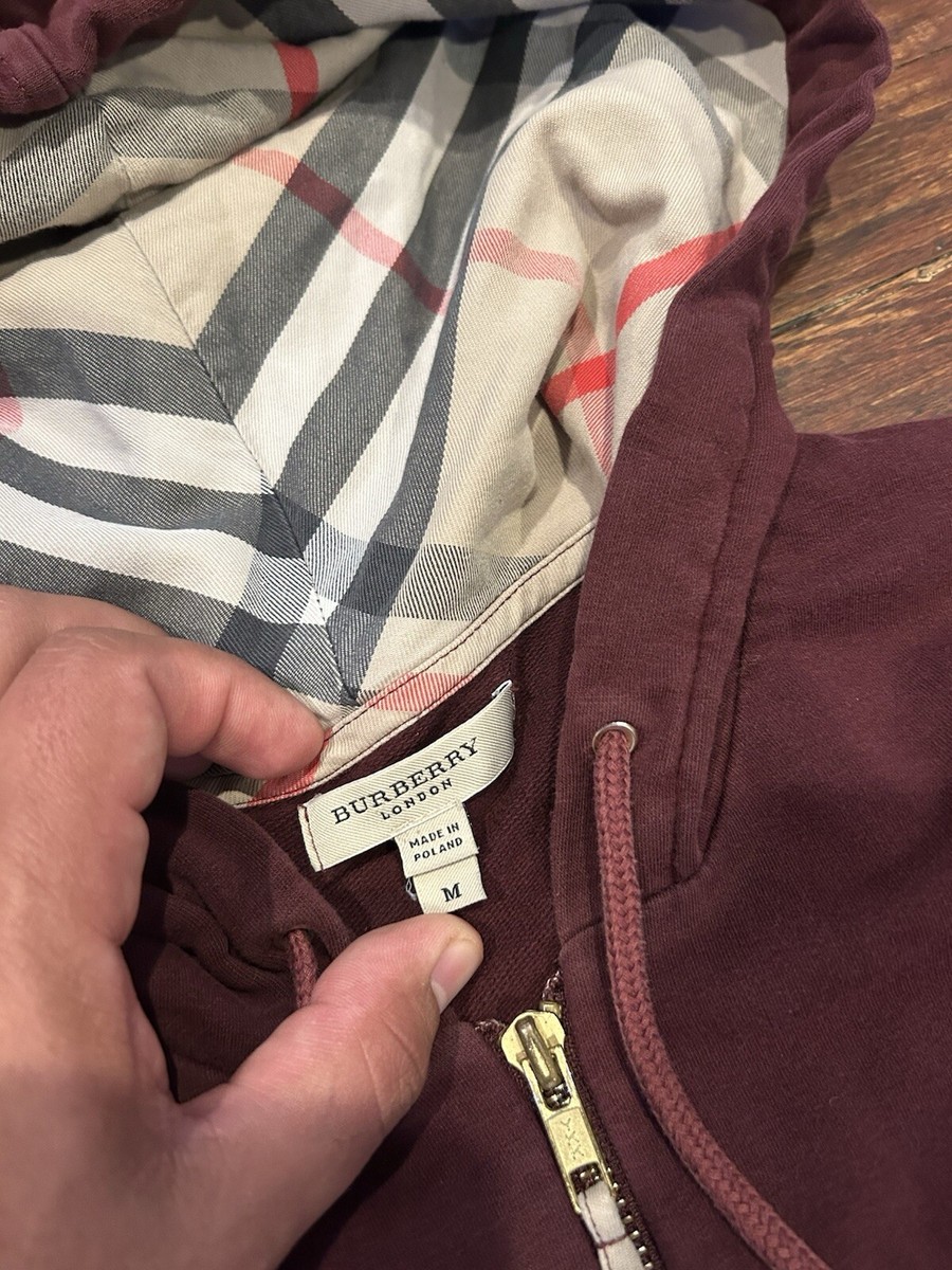 Burberry London Zip up Hoodie Sweater Womens Sz M Full Zip
